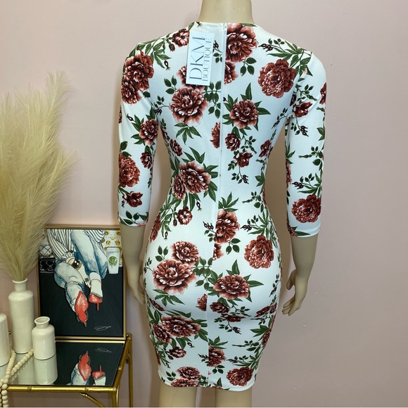 White Floral Printed Midi Dress - Picture 4 of 6